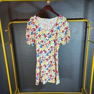 RIXO NWT Red and Blue‎ Fitted Smocked Blouse